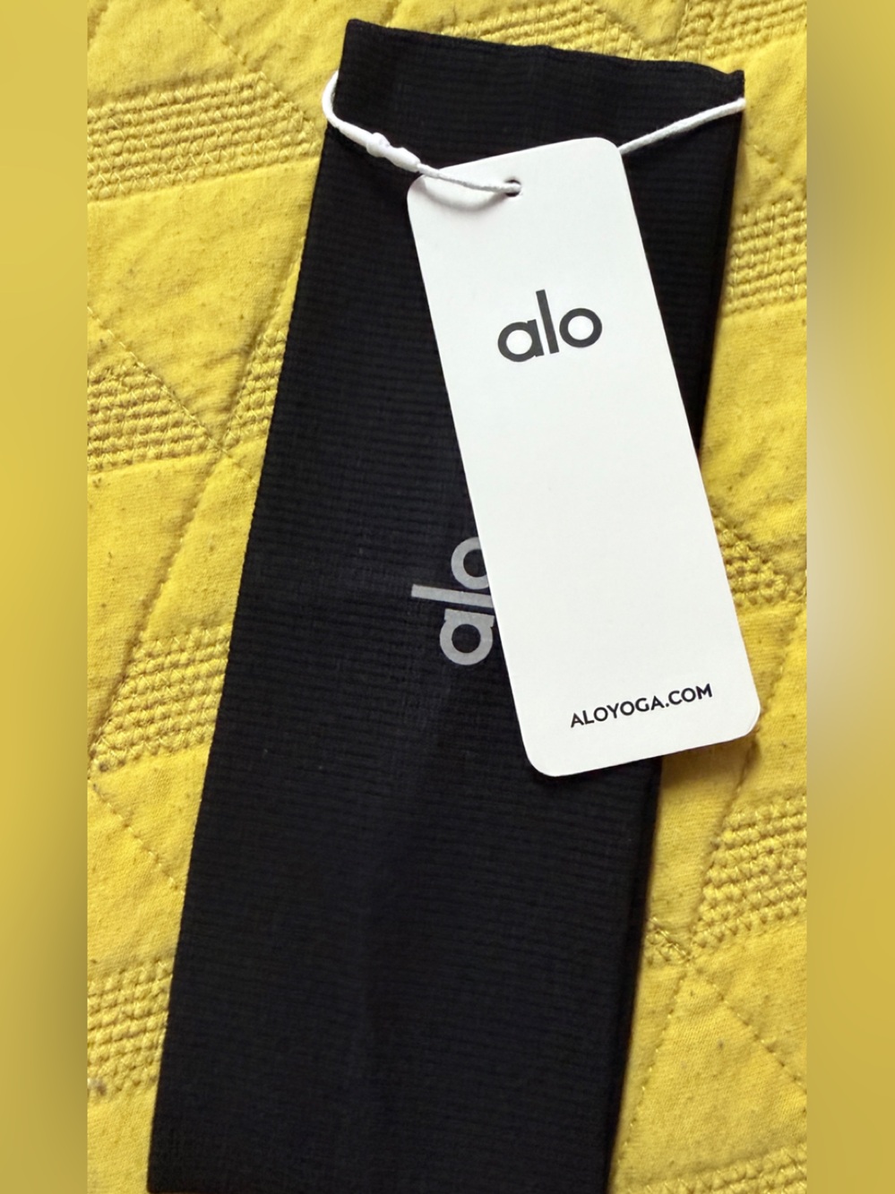 ALO Yoga Black Ribbed Hair Wrap with Subtle Logo